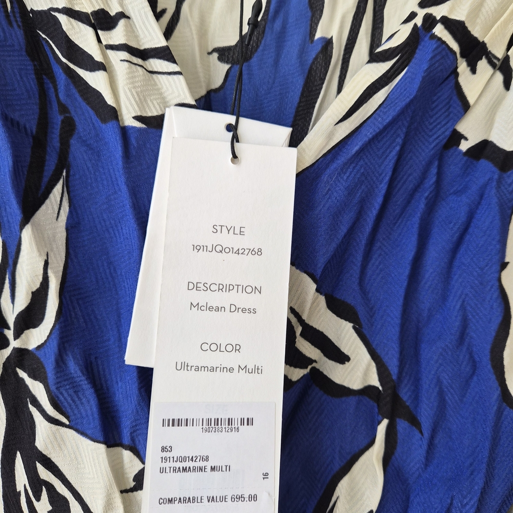 Veronica Beard Blue & White Floral Maxi Dress – Long Sleeve – Size 16‎ - Picture 4 of 14